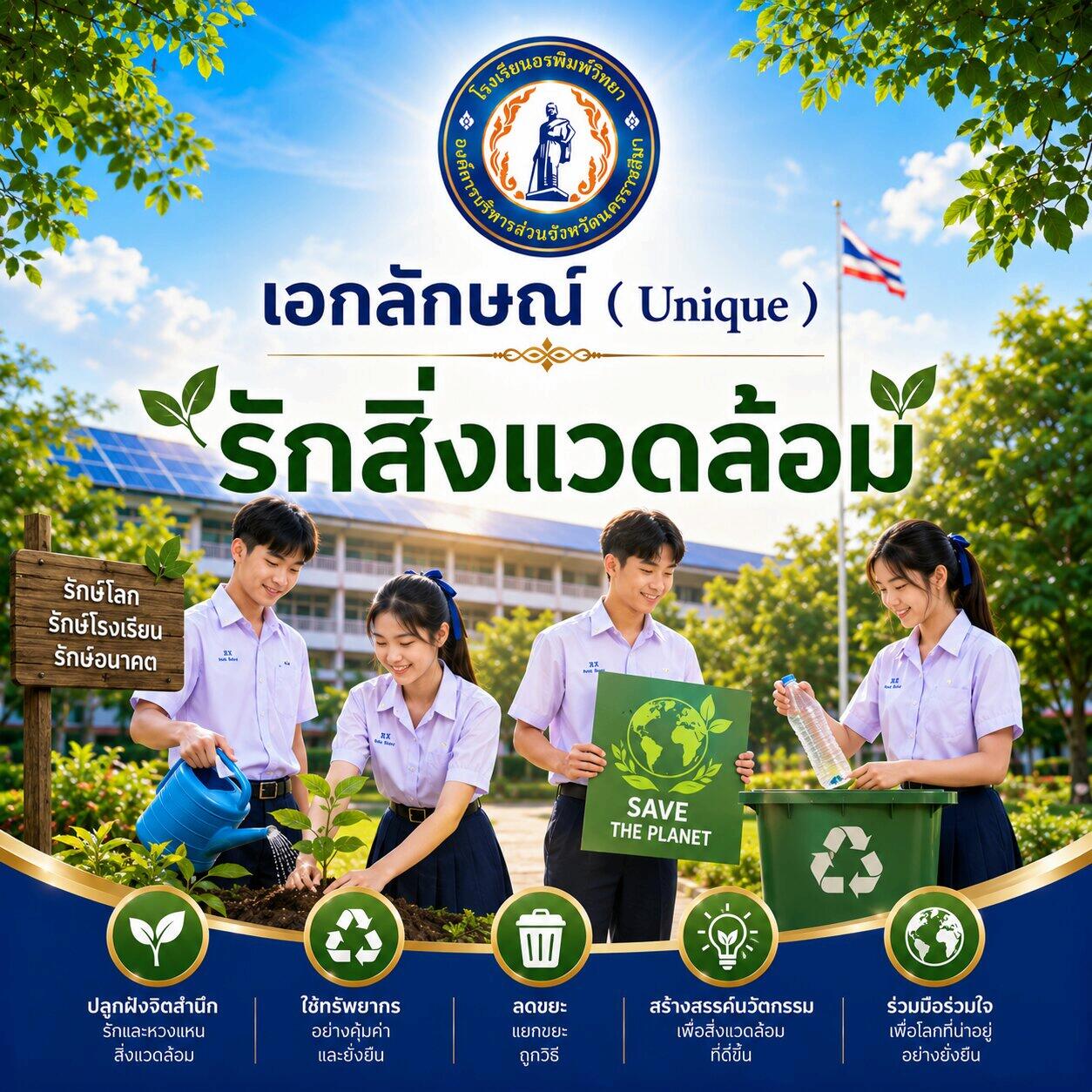 เอกลักษณ์โรงเรียนอรพิมพ์วิทยา รักสิ่งแวดล้อม